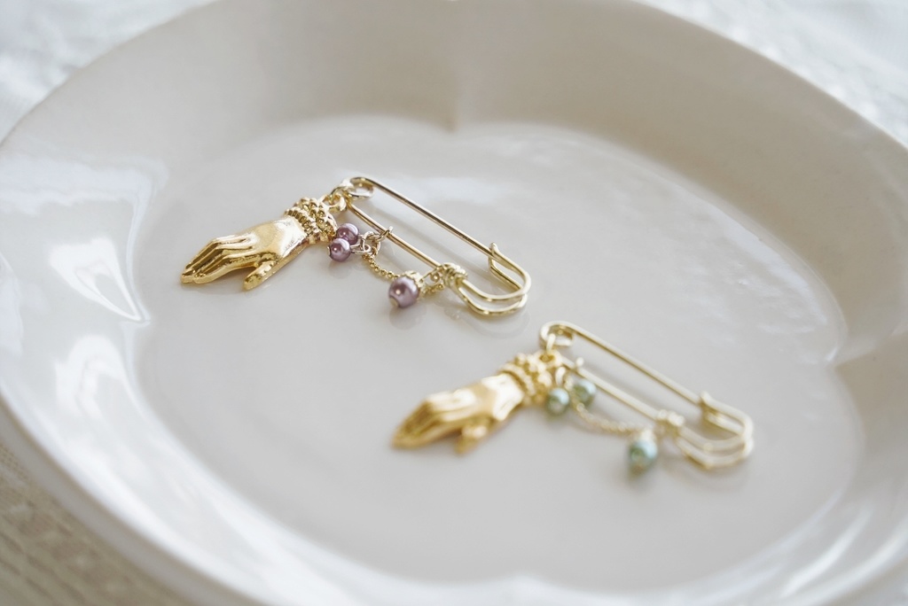 秋色パールのブローチ