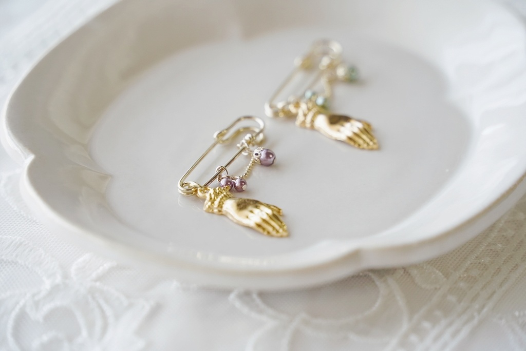 秋色パールのブローチ