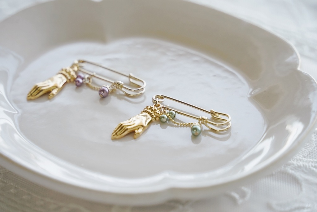 秋色パールのブローチ