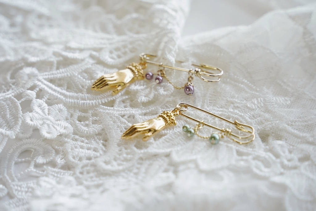 秋色パールのブローチ