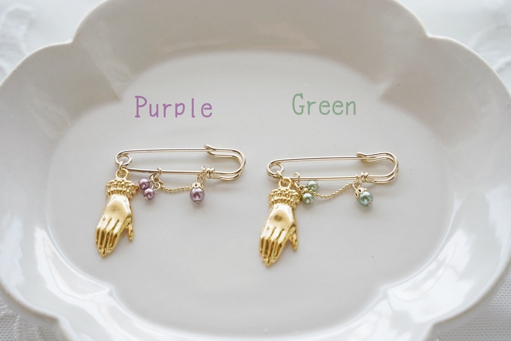 秋色パールのブローチ