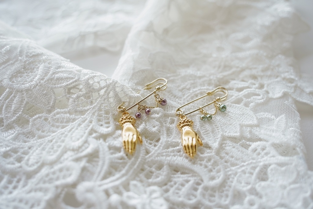 秋色パールのブローチ