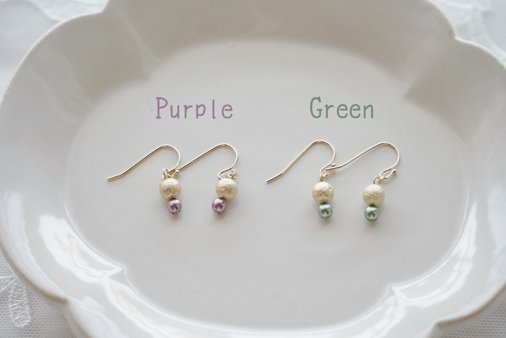 秋色パールのピアス(short)