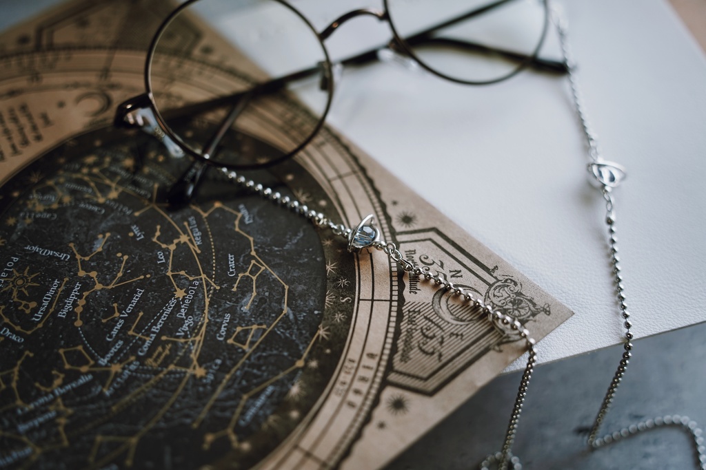 土星と月の眼鏡チェーン