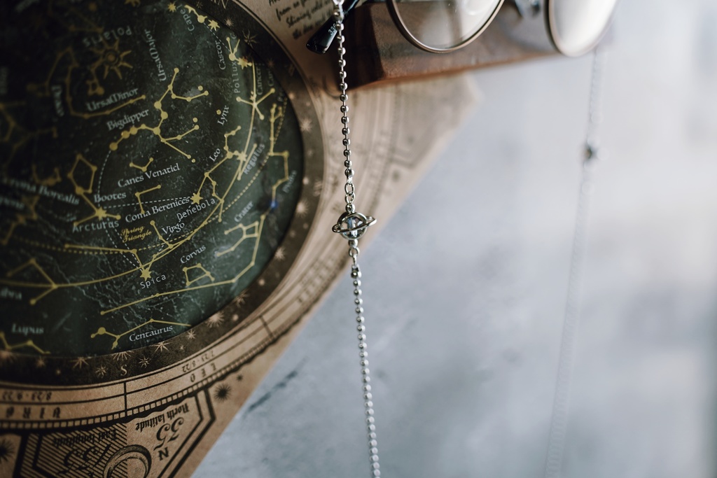 土星と月の眼鏡チェーン