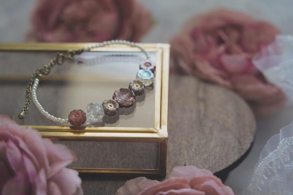 パールとお花のブレスレット