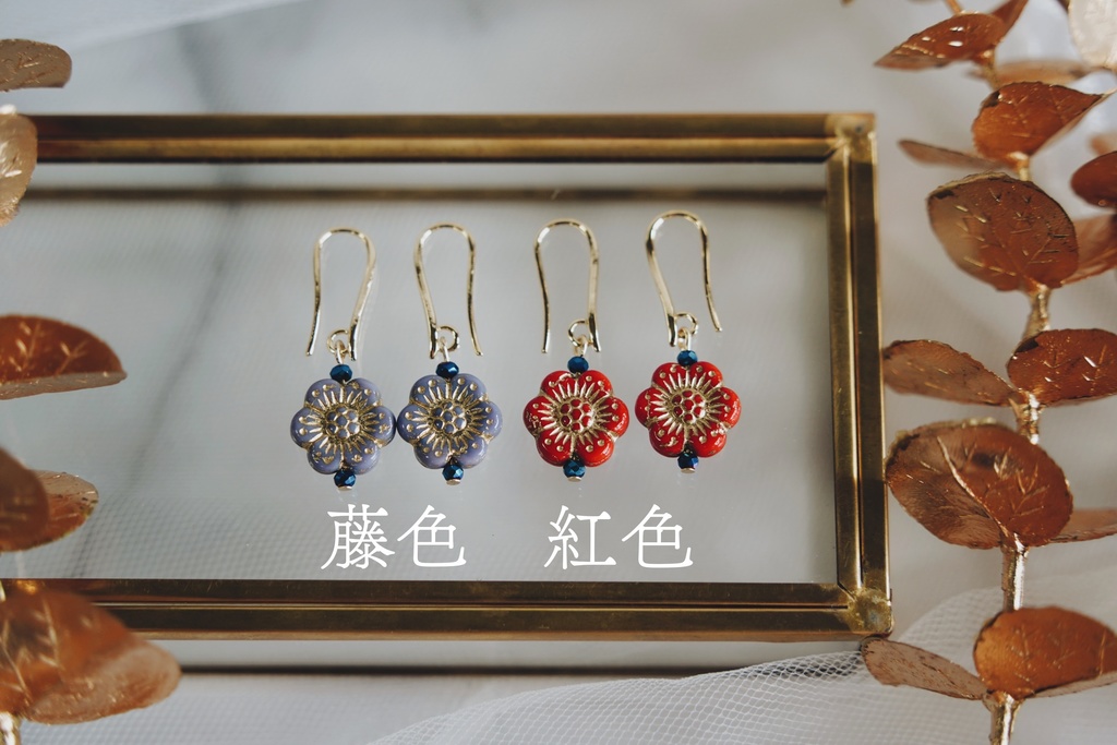 アジアンフラワーの耳飾り