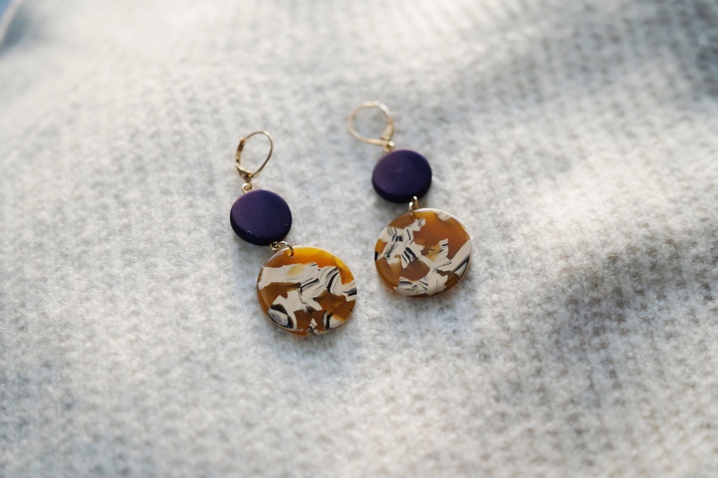 珈琲ゼリー模様の耳飾り
