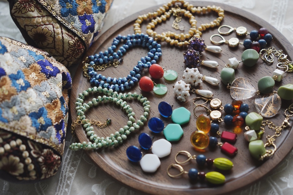 2wayな耳飾り【コーラルオレンジ】