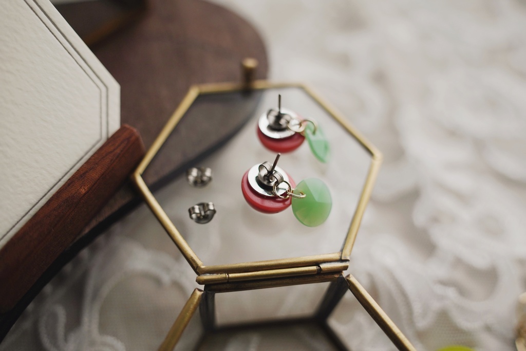 2wayな耳飾り【コーラルオレンジ】