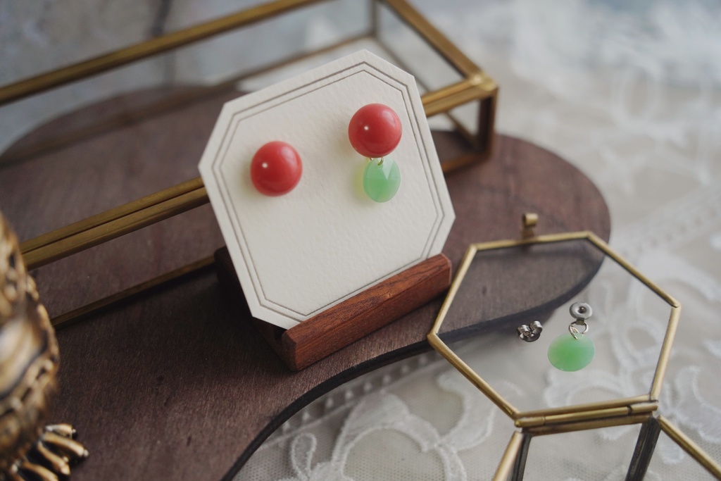 2wayな耳飾り【コーラルオレンジ】