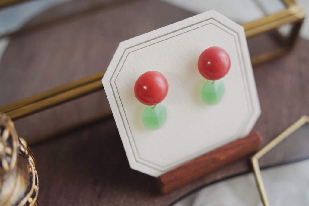 2wayな耳飾り【コーラルオレンジ】