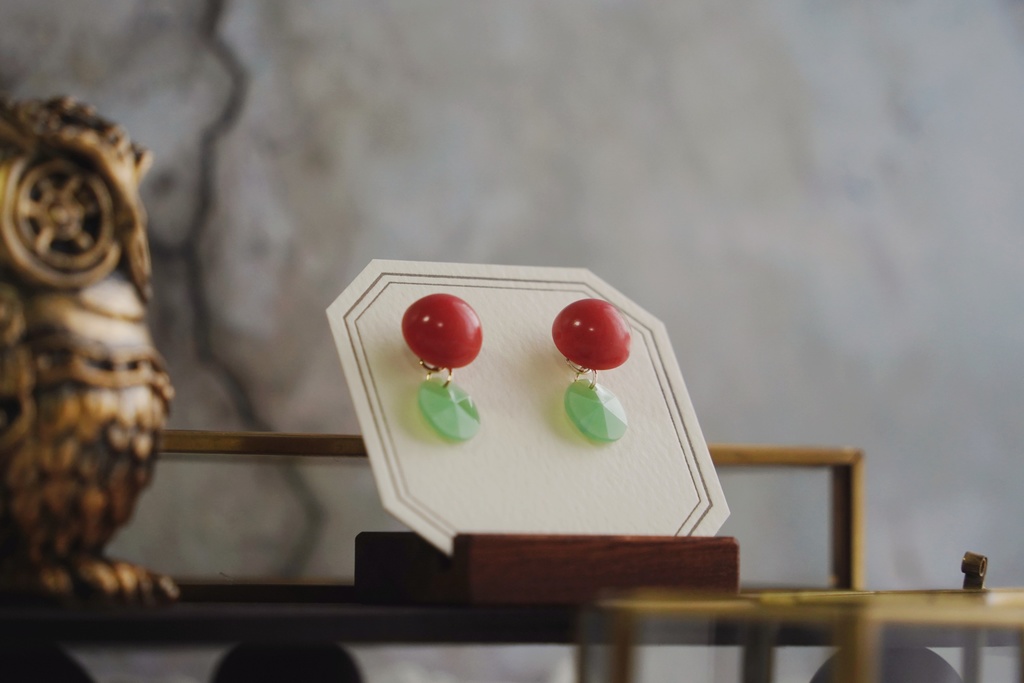 2wayな耳飾り【コーラルオレンジ】