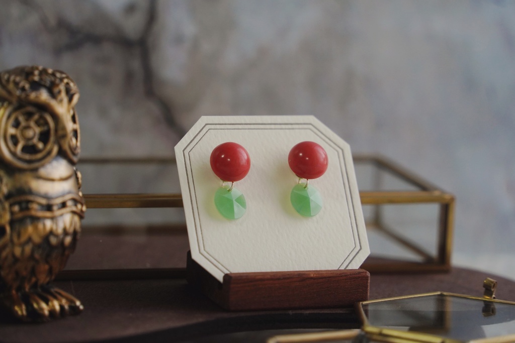 2wayな耳飾り【コーラルオレンジ】