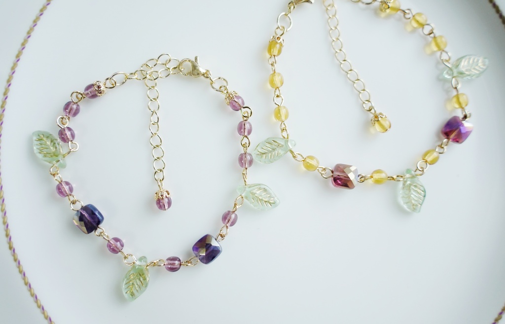 アップルグリーンリーフのブレスレット