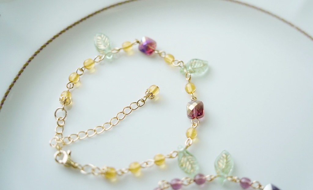 アップルグリーンリーフのブレスレット