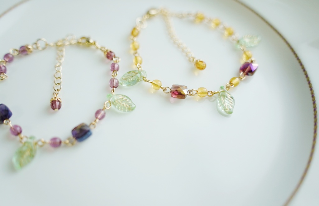 アップルグリーンリーフのブレスレット