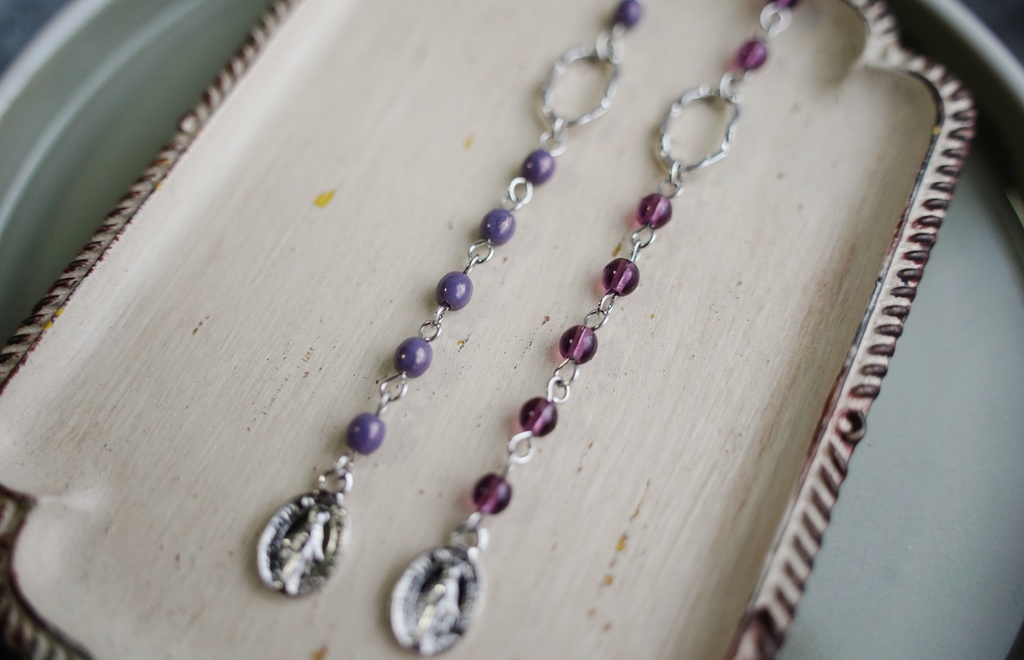 ミニチャームメダイのロザリオ【silver color】