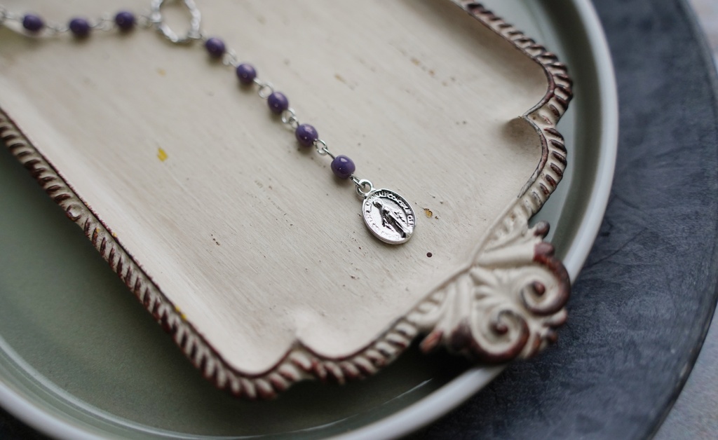 ミニチャームメダイのロザリオ【silver color】