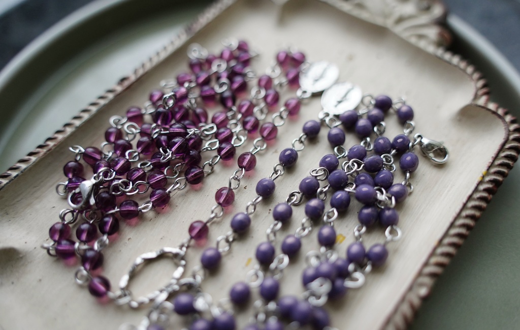 ミニチャームメダイのロザリオ【silver color】