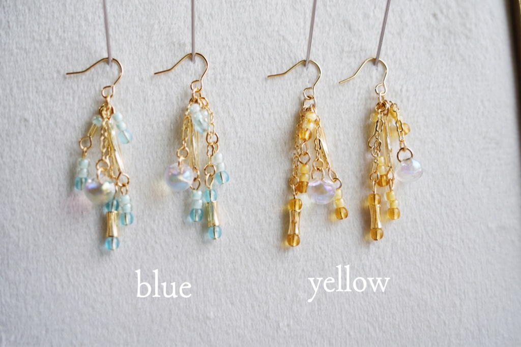 夏色ビーズの耳飾り