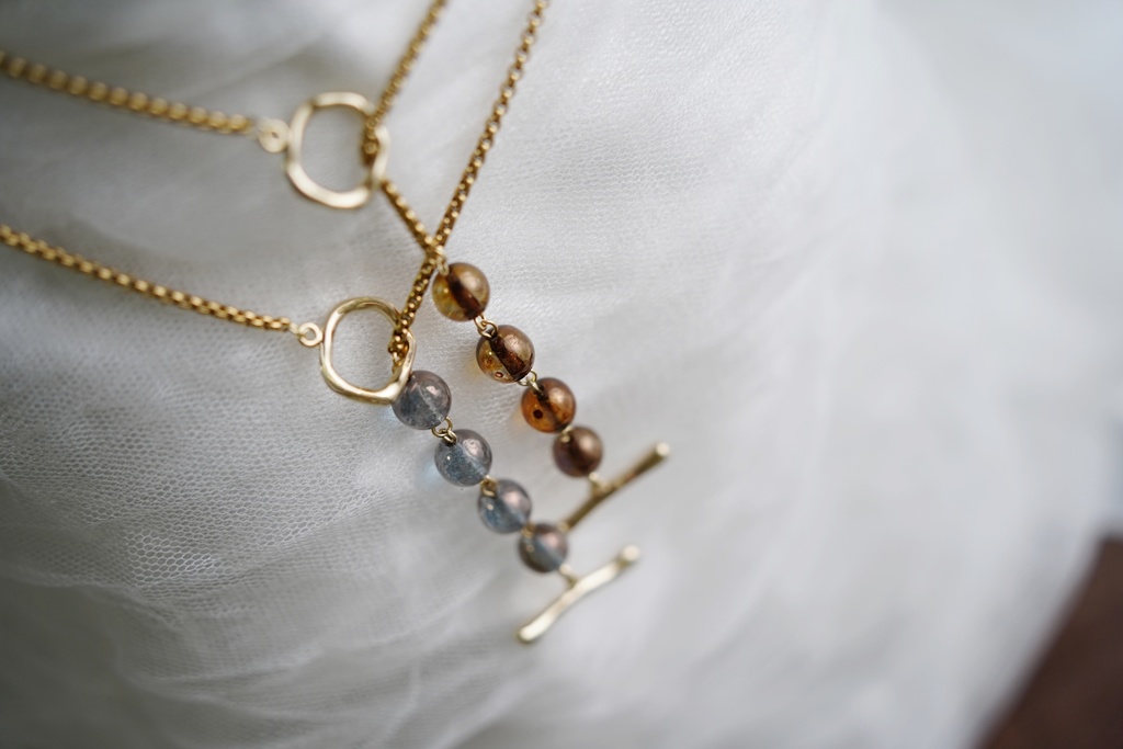 2way仕様のラウンドガラスネックレス