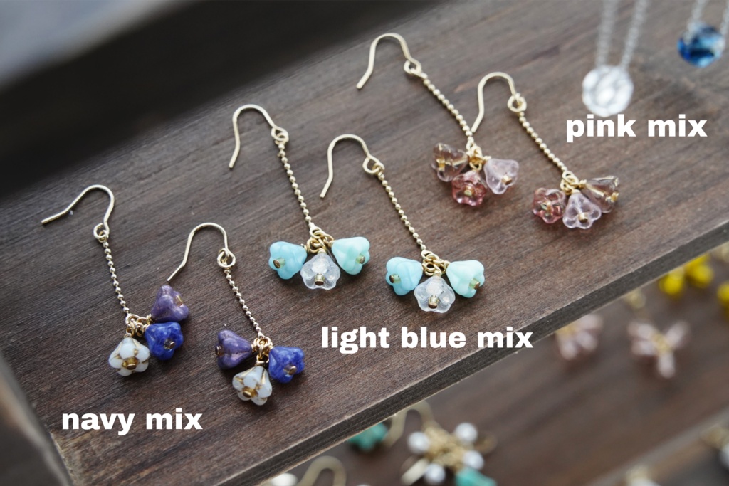 Three mix flowerの耳飾り