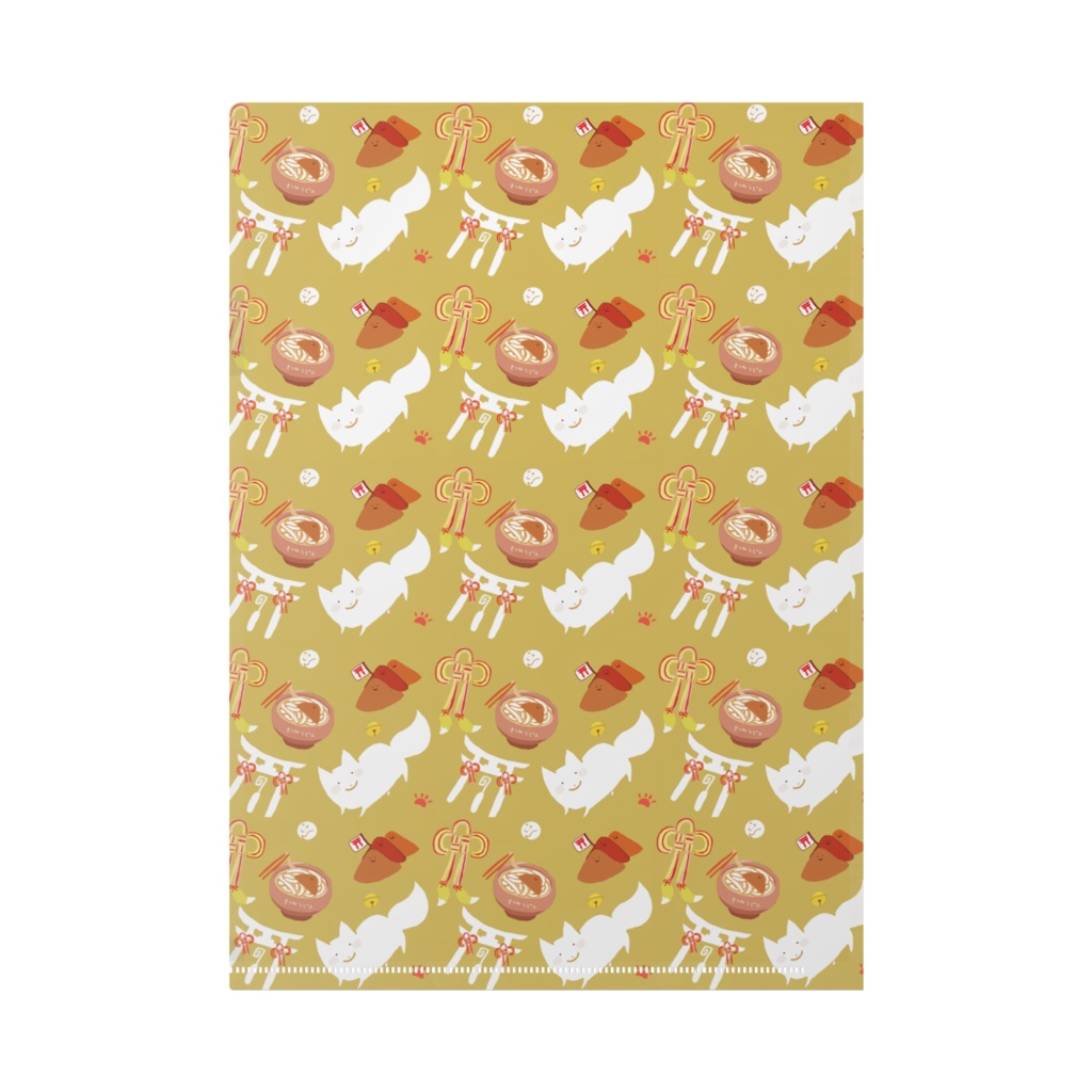 和風白こんこんさんクリアファイルキツネ色