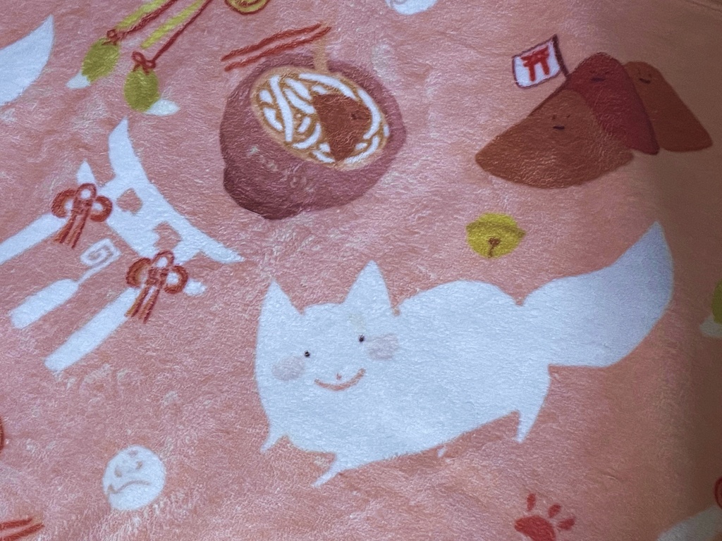 桃色白こんこんさんブランケット