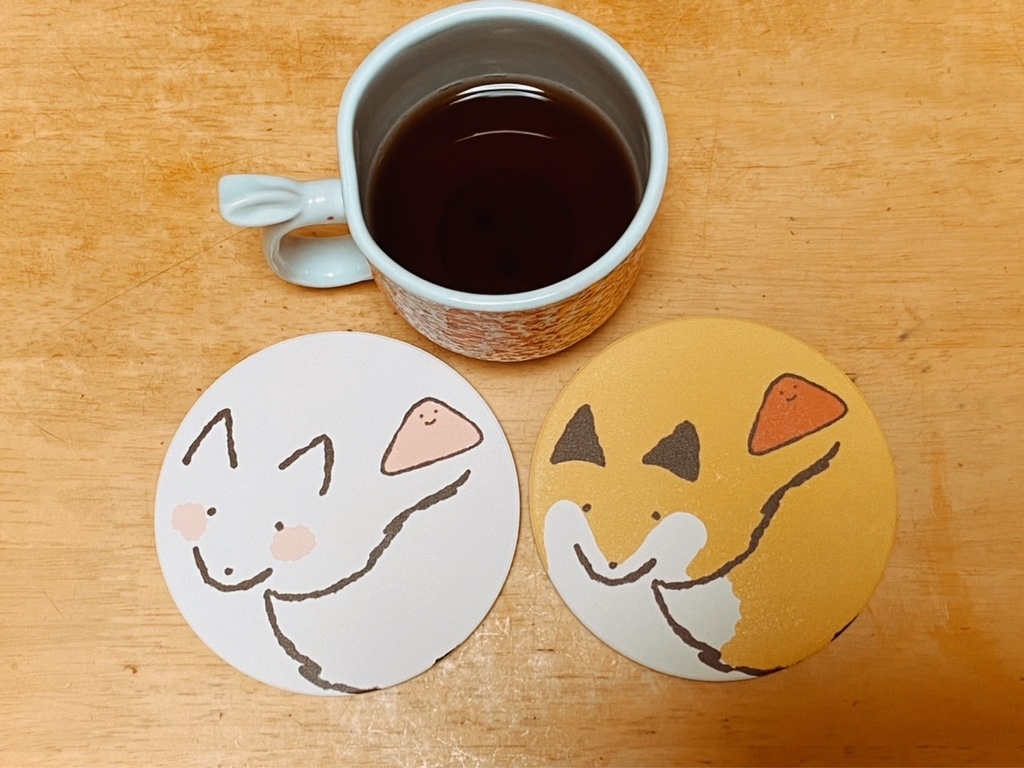黄色こんこんさんコースター
