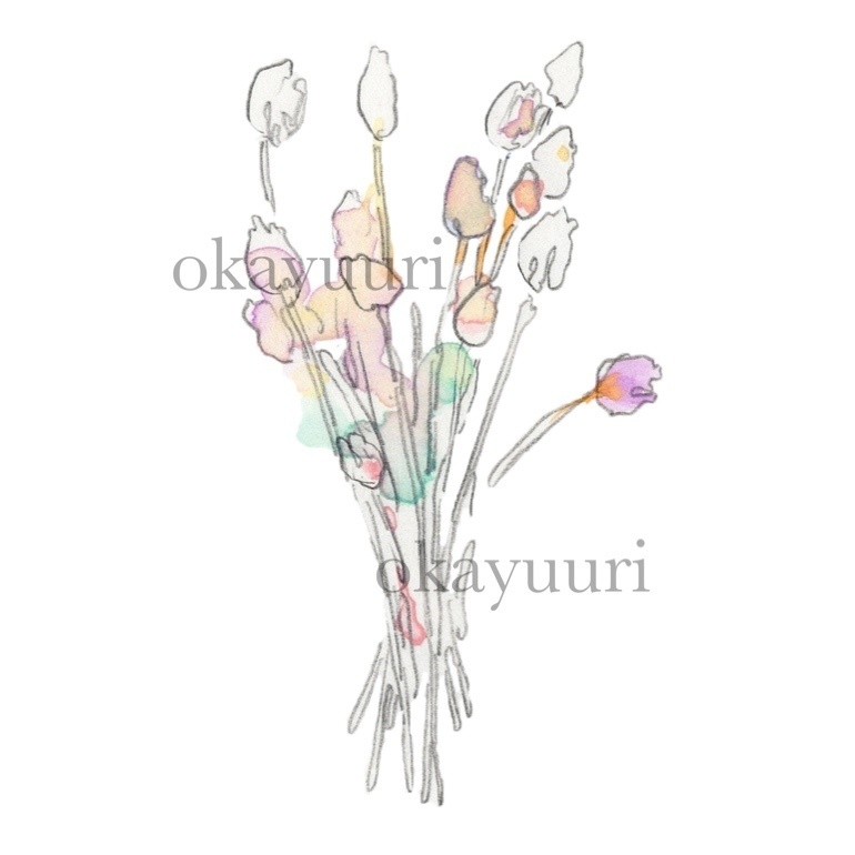 【カット】淡色 小さなチューリップの束