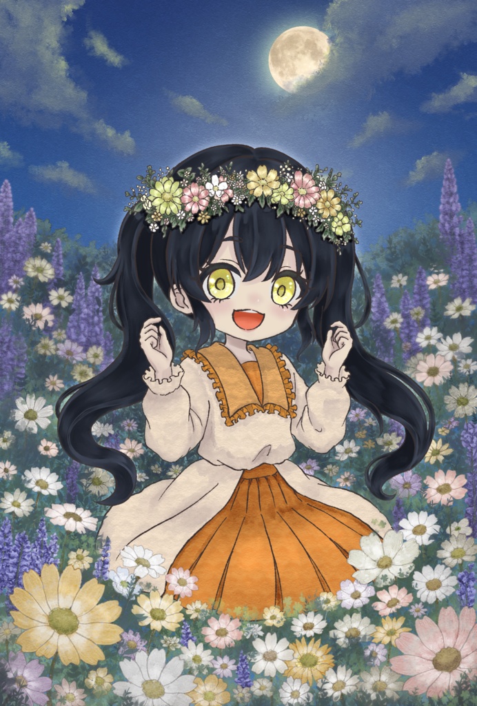 ⁠【壁紙/解説PDF付】月（Moon）擬人化アート｜感情の受容・安心感・インナーチャイルド⁠