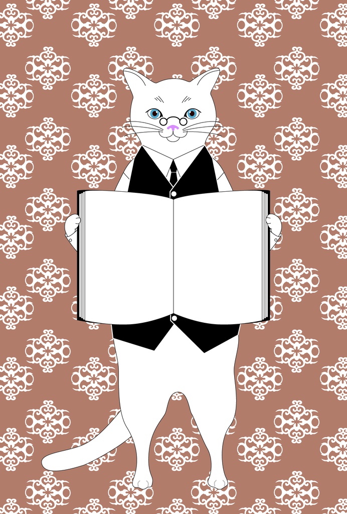 司書猫 ポストカード 10枚セット 本 秋 黒猫 白猫 三毛猫 スコティッシュフォールド ロシアンブルー ねこ ネコ 眼鏡