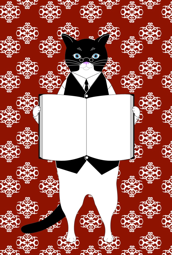 司書猫 ポストカード 10枚セット 本 秋 黒猫 白猫 三毛猫 スコティッシュフォールド ロシアンブルー ねこ ネコ 眼鏡