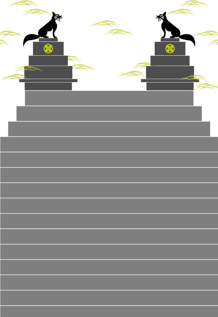 ★再々々販★ 黒狛狐と穂波 白ポストカード5枚セット 秋 稲荷神社 鳥居 日本 和 動物 御朱印