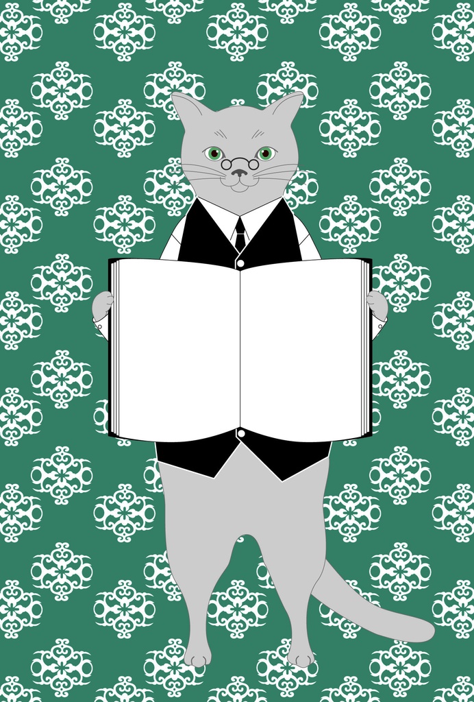 司書猫 ポストカードB 5枚セット 本 秋 黒猫 白猫 三毛猫 スコティッシュ ロシアンブルー ねこ ネコ 眼鏡