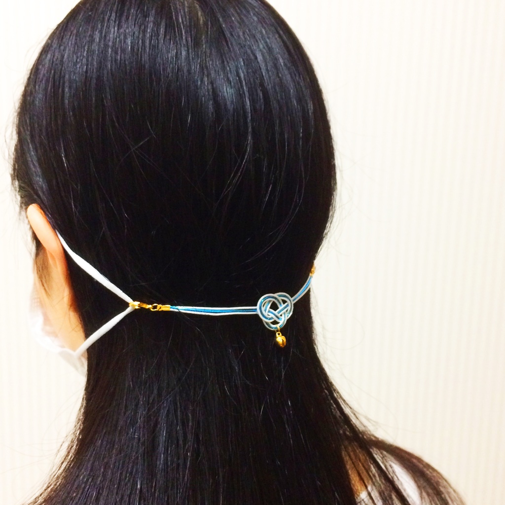 ★再販★ メザメノアマビエ アマビエと鈴付き水引 マスク留め マスクチャーム アクセサリー プラ板 妖怪 破魔矢