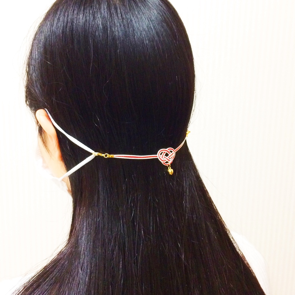 ★再販★ 風車赤金魚 赤金魚と鈴付き水引 マスク留め マスクチャーム アクセサリー プラ板 夏 マスクホルダー マスクキャッチ