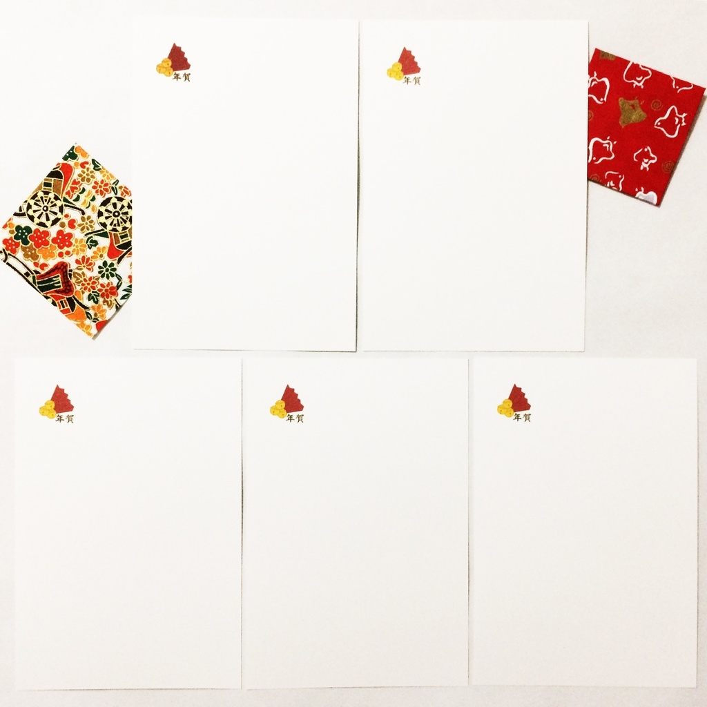 2021 浮世絵牛 年賀状5枚セット お正月 新年 鈴 米俵 お祭り リボン 日本 和 動物 冬 ポストカード