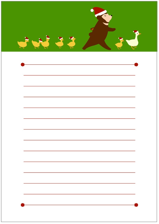 ★再販★ クリスマス アヒルとヒヨコとクマ達の行進 レターセット 冬 サンタ 便せん 手紙 シール 封筒 鳥 熊