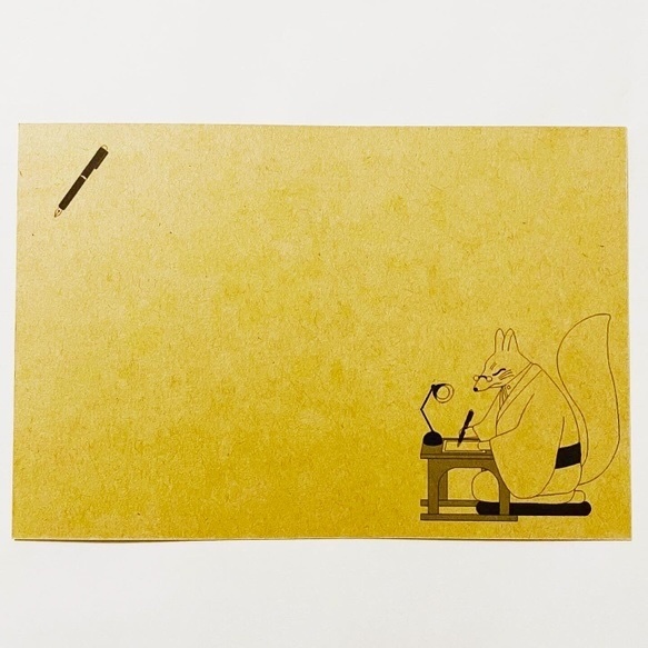 文豪狐原稿用紙 ポストカード5枚セット 狐 狐の嫁入り 狐面 稲荷神社 鳥居 御朱印