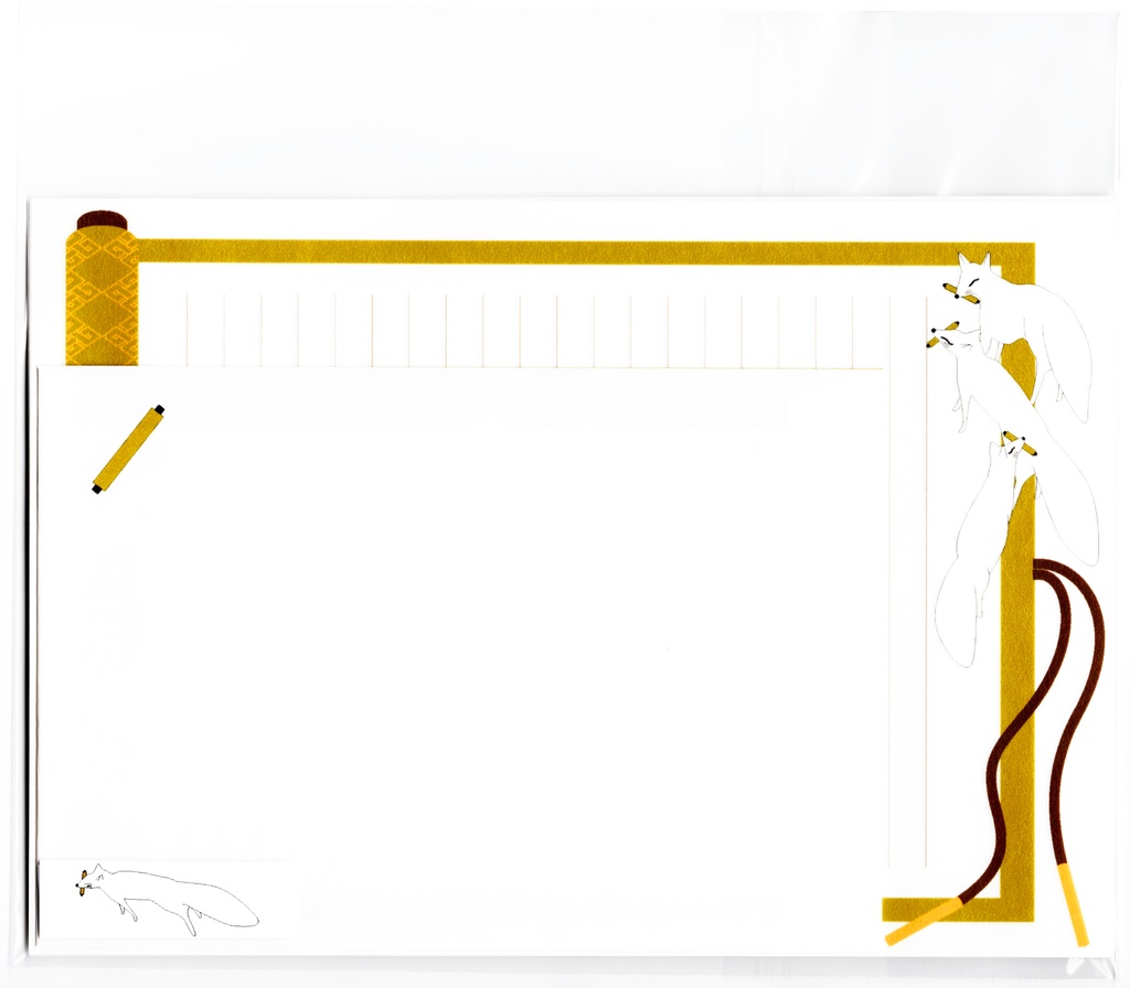 巻物狛狐 レターセット 狛狐 狐の嫁入り 狐面 キツネ 日本 和 封筒 シール 便せん 御朱印 お守り