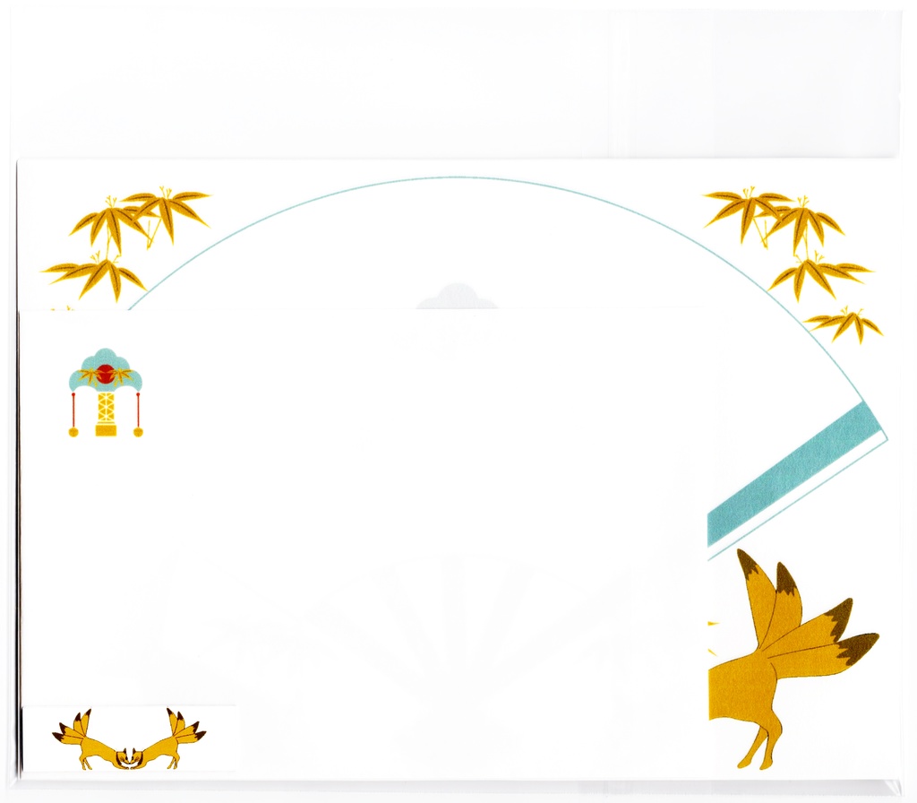 投扇興天狐 レターセット 扇子 狛狐 四尾 狐の嫁入り 狐面 キツネ 日本 和 封筒 シール 便せん 御朱印 お守り