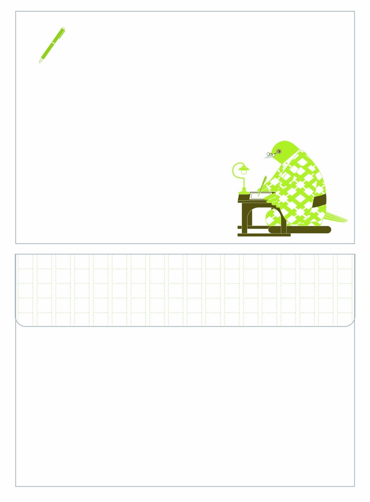 文豪目白原稿用紙 レターセット メジロ 鶯 鳥 和柄 日本 和 動物 シール 封筒 便せん 小説 文学 万年筆