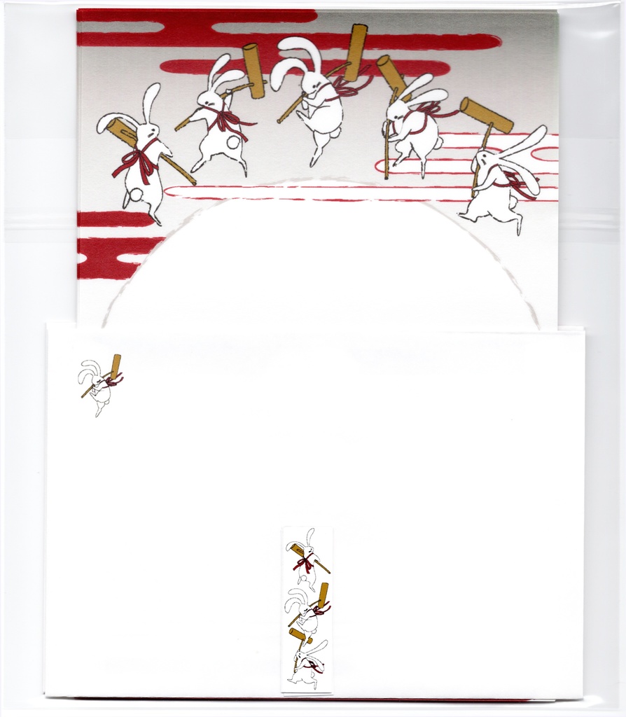 ★再販★ 月見兎 レターセット うさぎ ウサギ 満月 日本 和 封筒 シール 便せん 御朱印 お守り