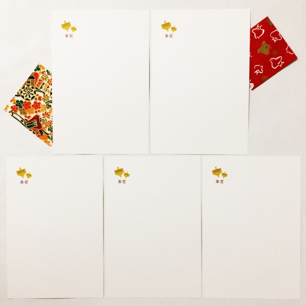 2022 独楽狐 年賀状5枚セット お正月 新年 神社 鳥居 注連縄 寅 虎 トラ 狐の嫁入り 狐面 日本 和 動物 冬 ポストカード 寅年