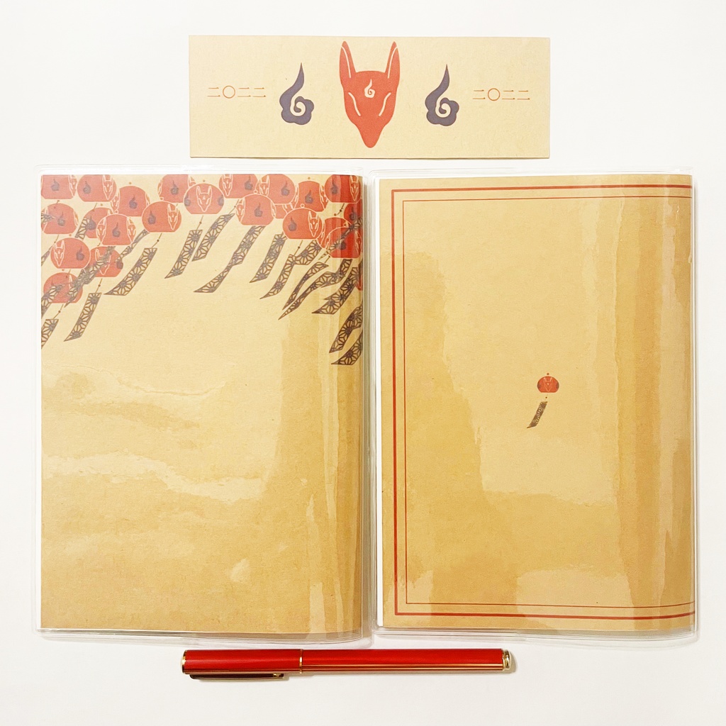 4月始まり 2022年 紅風鈴狐 スケジュール手帳 イラストカバー2枚 栞付き B6 全64ページ 狐の嫁入り