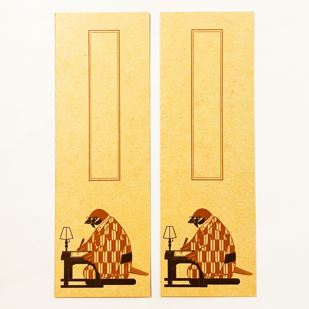 文豪雀 栞セット 読書記録 読書 本 しおり ブックマーカー 原稿用紙 すずめ スズメ 鳥 着物 動物