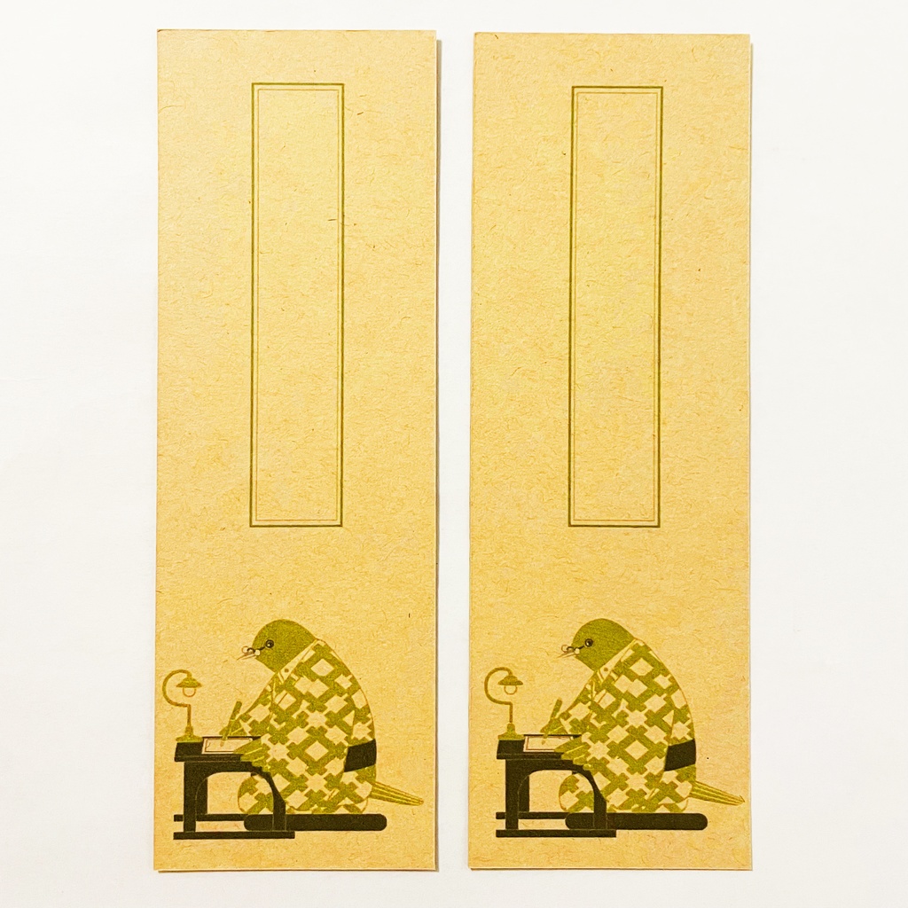 文豪目白 栞セット 読書記録 読書 本 しおり ブックマーカー 原稿用紙 メジロ 鳥 着物 動物