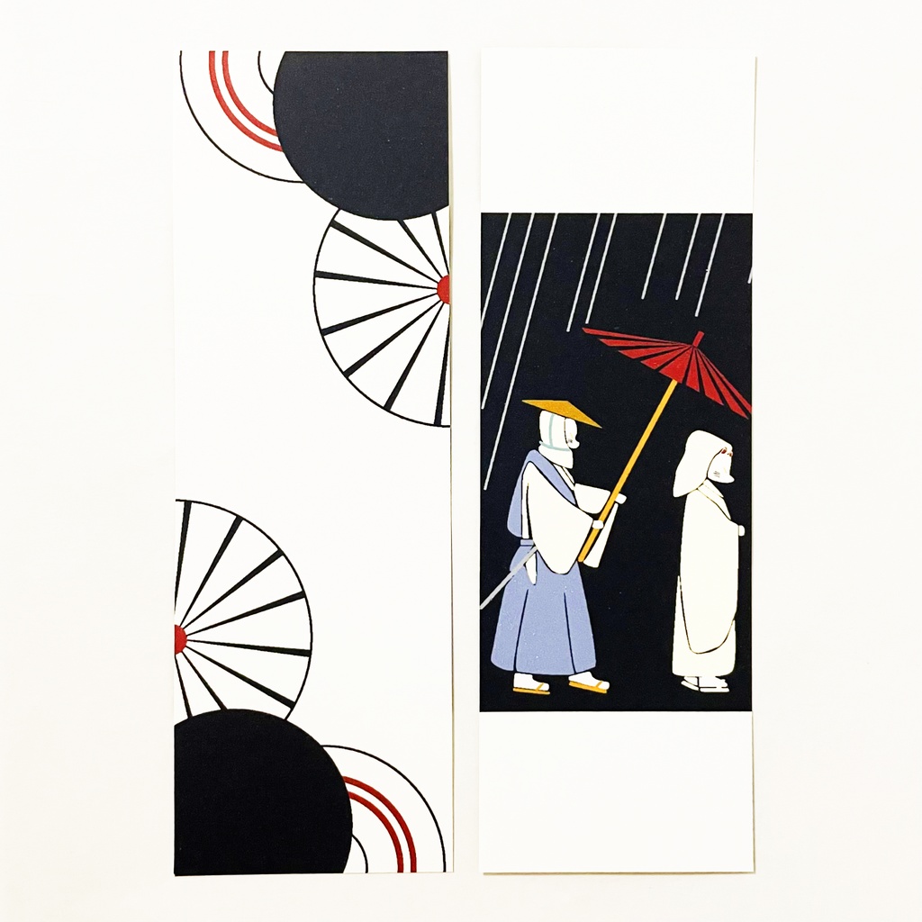 狐の嫁入り 栞 セット 雨 傘 しおり 読書 本 ブックマーカー 稲荷神社 御朱印 狛狐 狐面